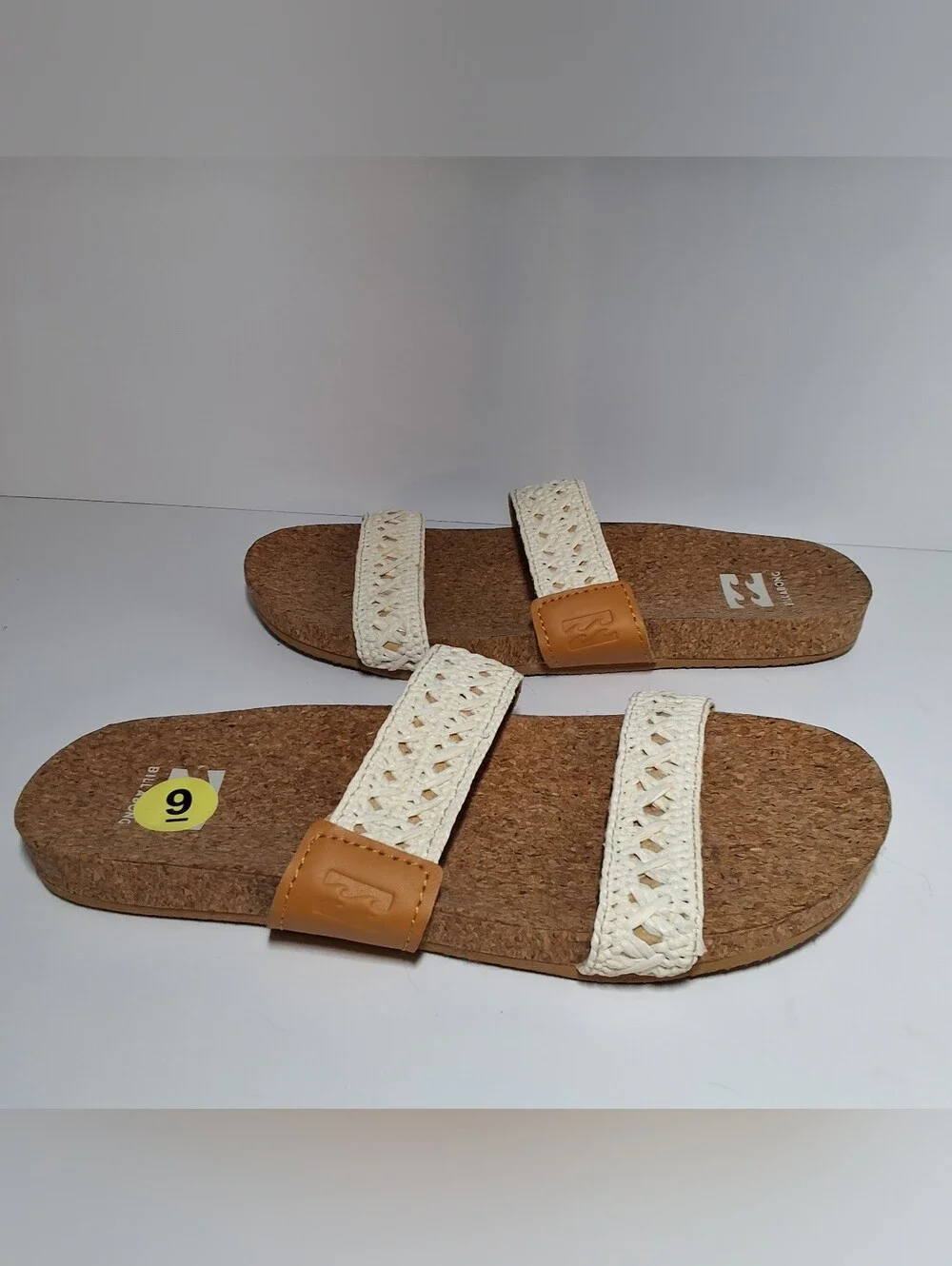 Billabong Women's White Woven Cork Slide Sandals